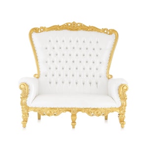 Double Seater Handcrafted High Back Accent Design Wedding Love Seat Throne Chair