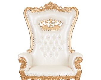 Handcrafted Crown Insert Extra Wide Wedding/Baby shower Style Throne Chair