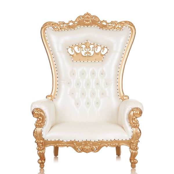 Handcrafted Crown Insert Extra Wide Wedding/Baby shower Style Throne Chair