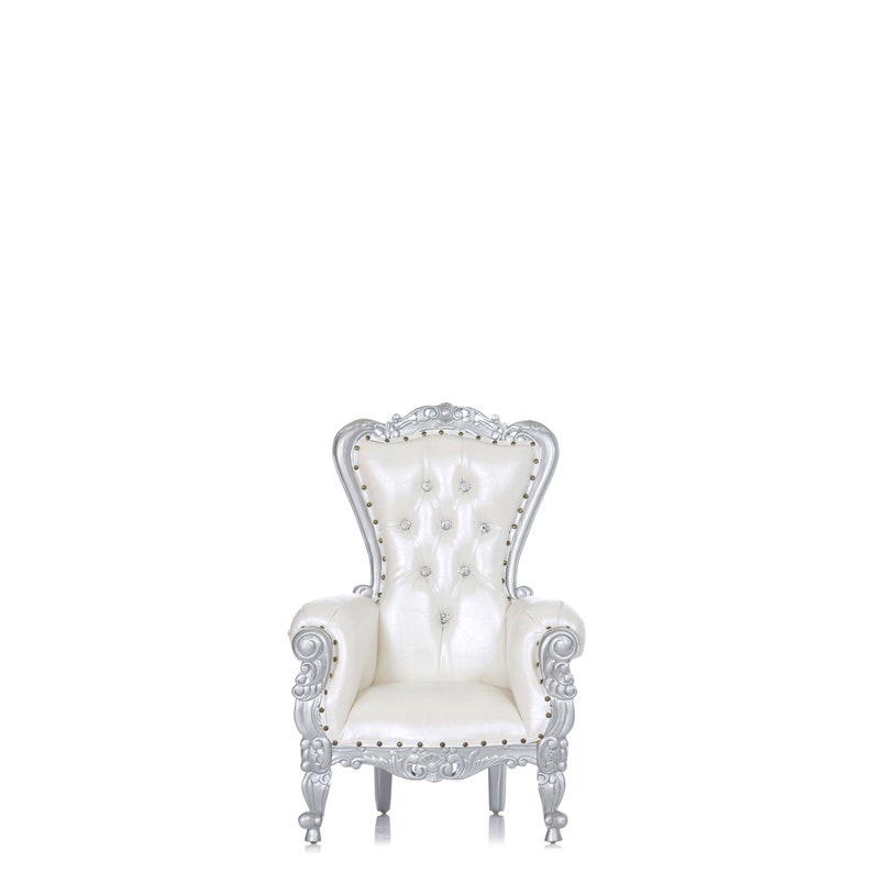 Princess Party Toddler/Kids Mini Throne Chair White / Silver