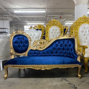 Handcrafted Accent Royal Crystal Tufted Chaise Lounge
