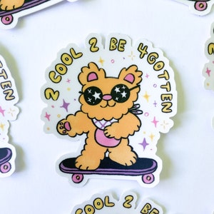 Skateboard Bear Vinyl Sticker / Cute Illustrated Die-cut sticker for Laptop, Journal, Planner