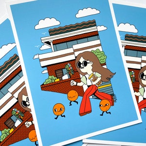 Mini impression 5 x 7 avec boules de fromage / Illustration mignonne de carte postale