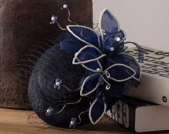 Fascinator Headpiece Hat - Handmade Pill Box Bridal Fascinator - Tea Party Hat - Bridal Headpiece Hat - Wedding Bride Hat