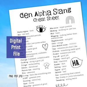 Gen Alpha slang cheat sheet printable for parents and teachers, Ohio skibidi toilet