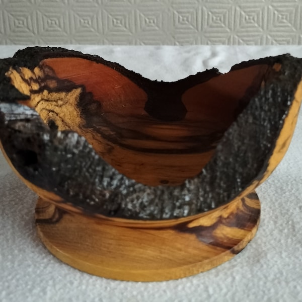 Hand turned spalted bowl with live edge