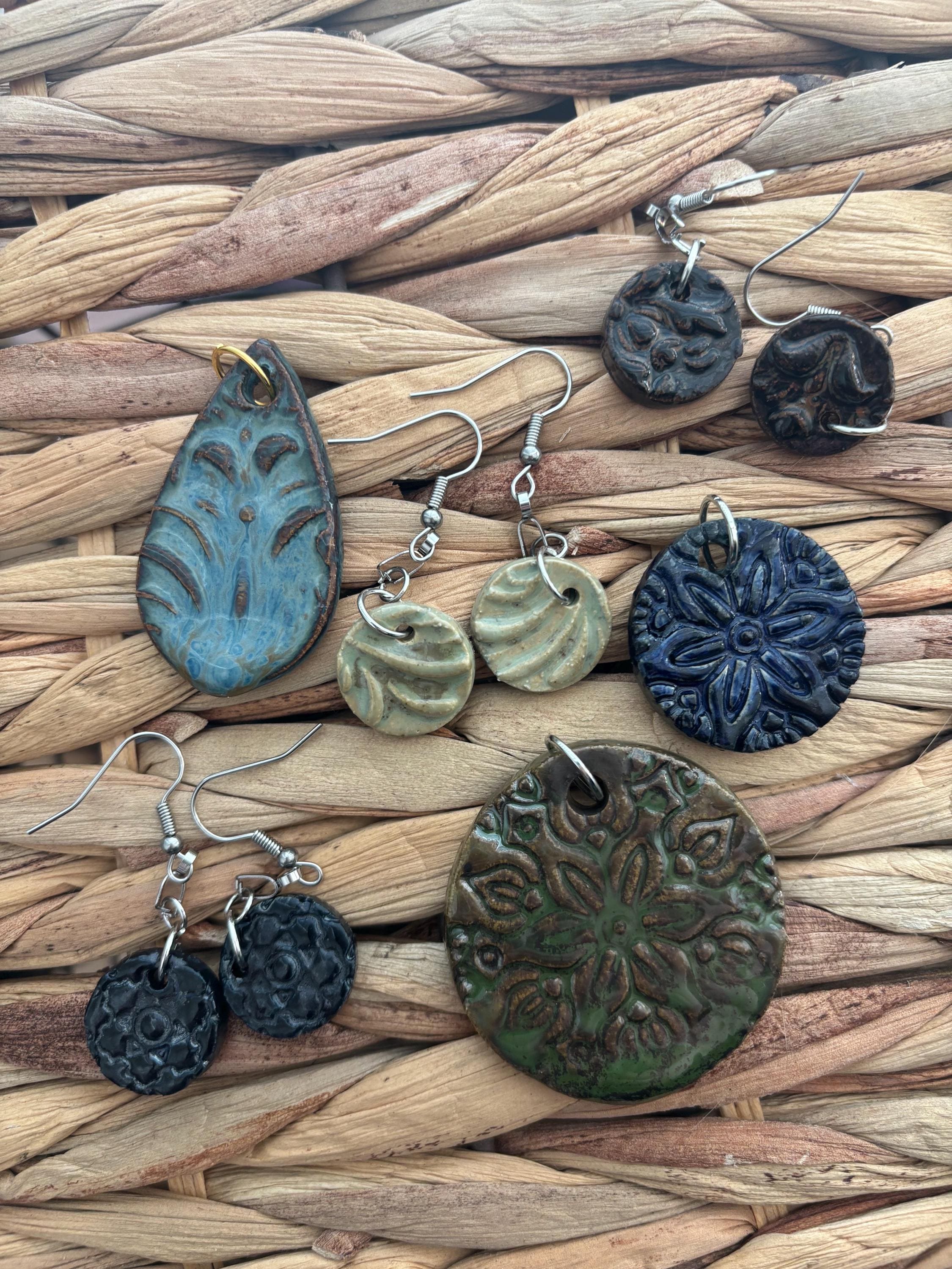 Handmade ceramic drop earrings