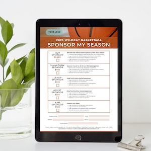 Basketballsponsor Meine Saison-Vorlage, Canva-Vorlagen, bearbeitbares Patenschaftsformular