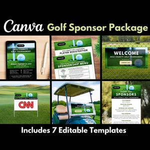 Bundle: Golf Event Sponsor Package, Canva Templates, Event Flyer, Sponsor Signage, Editable Sponsor Form, Charity Golf Tournament Essentials