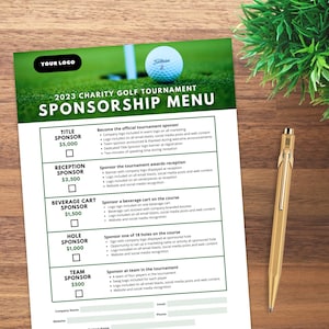 Golf Event Sponsorship Form, Canva Templates, Editable Fundraiser Sponsor Template