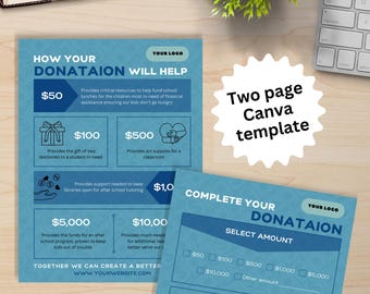 Donation Request Template + Donor Form, Digital Download, Canva Templates, Nonprofit Fundraising