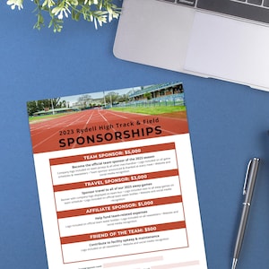 Track & Field Sponsor Form, Canva Templates, Editable Sponsorship Levels, Digital Download