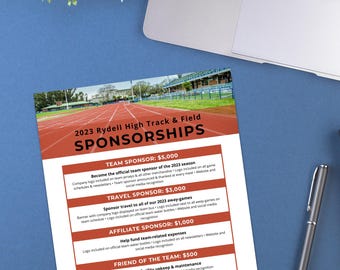 Track & Field Sponsor Form, Canva Templates, Editable Sponsorship Levels, Digital Download