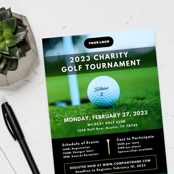 Golf Event Flyer, Canva Templates, Editable Fundraiser Flyer