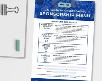 Cheerleading Sponsorship Template, Canva Templates, Editable Sponsor Form