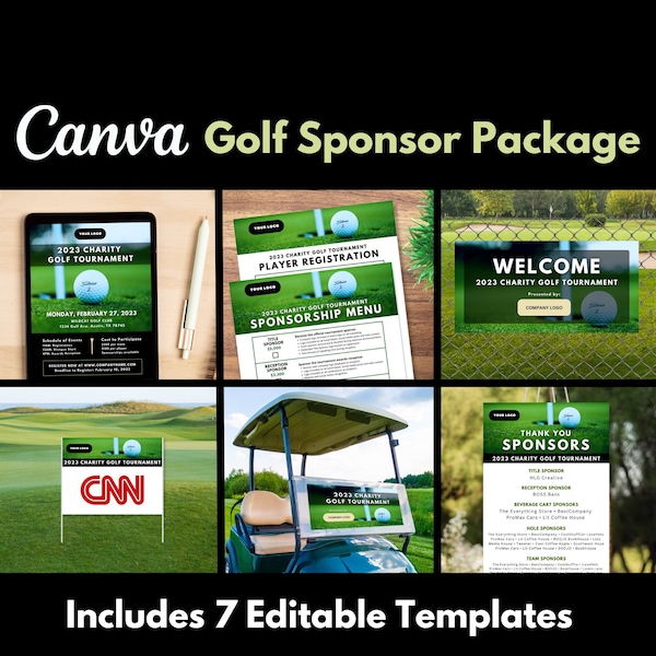Bundle: Golf Event Sponsor Package, Canva Templates, Event Flyer, Sponsor Signage, Editable Sponsor Form, Charity Golf Tournament Essentials