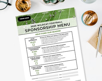 Football Sponsorship Form, Canva Templates, Sponsor My Season, Sports Sponsor Template