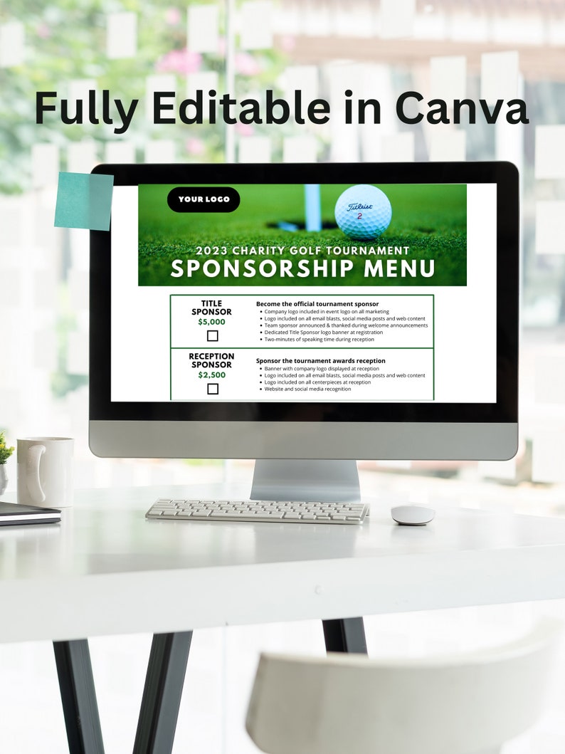 Sponsor Screen Golf Event Sponsorship Form, Canva Templates, Editable Fundraiser ...