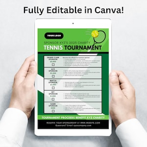 Tennis Sponsor Form, Canva Templates, Editable Tennis Event Sponsorship Levels
