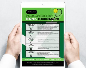 Tennis Sponsor Form, Canva Templates, Editable Tennis Event Sponsorship Levels