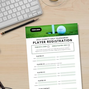 Golf Tournament Player Registration Form, Canva Templates, Editable Event Sign-Up Sheet
