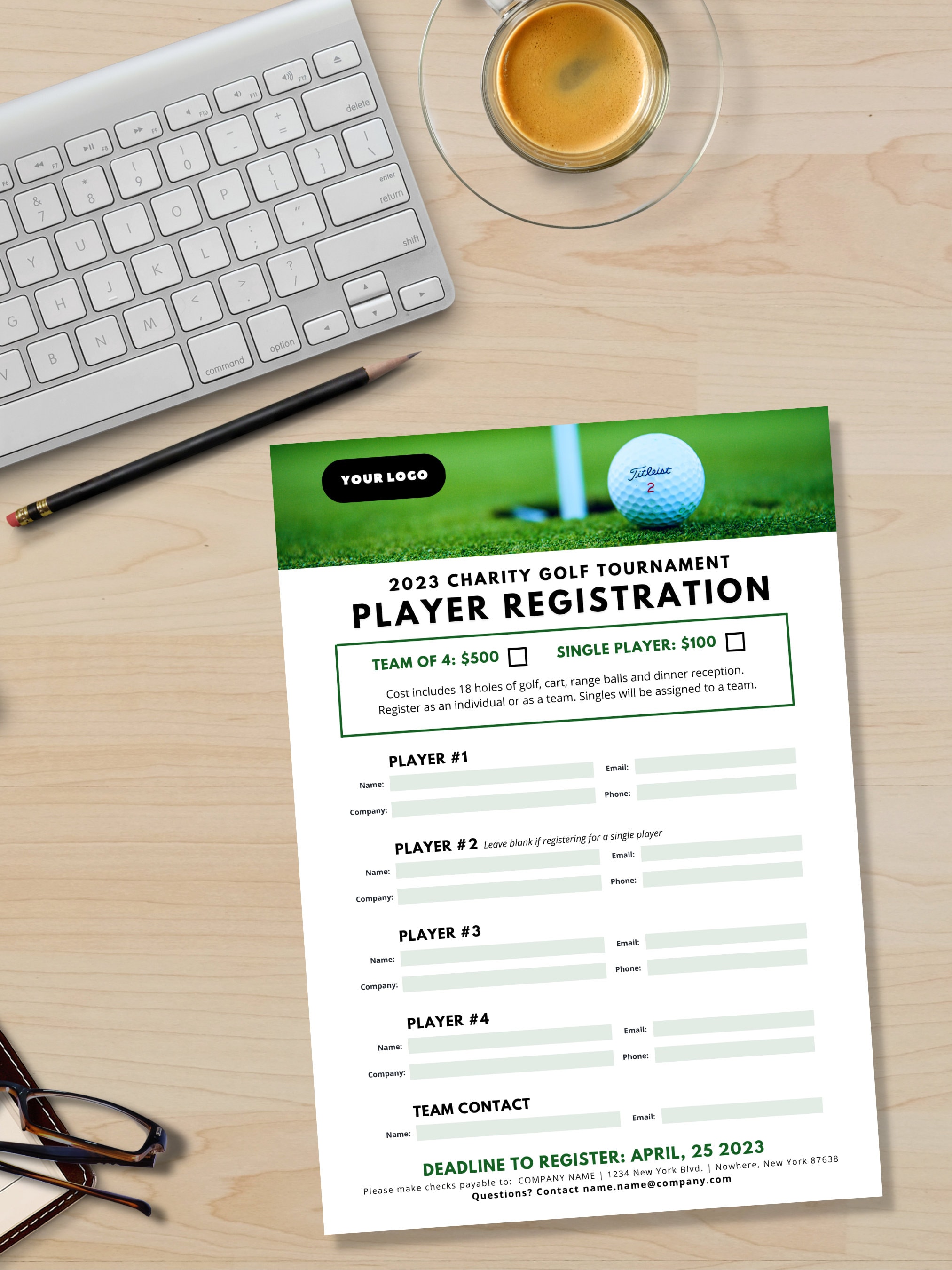 Formulario de registro de jugador para torneo de golf, plantillas de Canva,  hoja de inscripción editable para eventos - Etsy México, image size:2025x2700