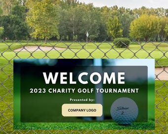 Event Welcome Banner, Golf Tournament Signage, Canva Templates, Customizable 36" x 72" Banner