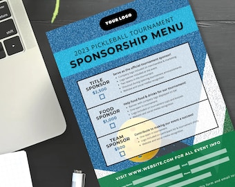 Pickleball Sponsorship Form, Canva Template, Editable Fundraiser Event Form