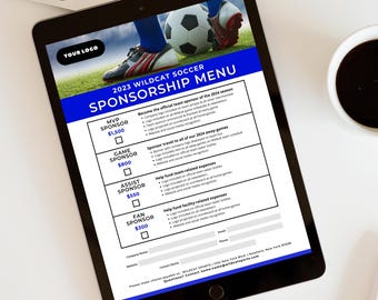 Soccer Sponsorship Form, Editable Canva Template, Team Fundraiser