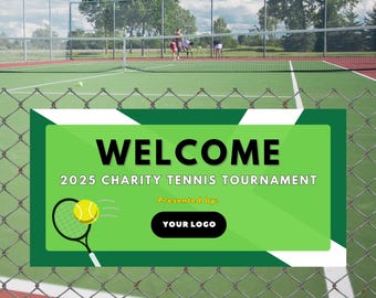 Sports Event Welcome Banner, Tennis Tournament Signage, Canva Templates, Customizable 36" x 72" Banner