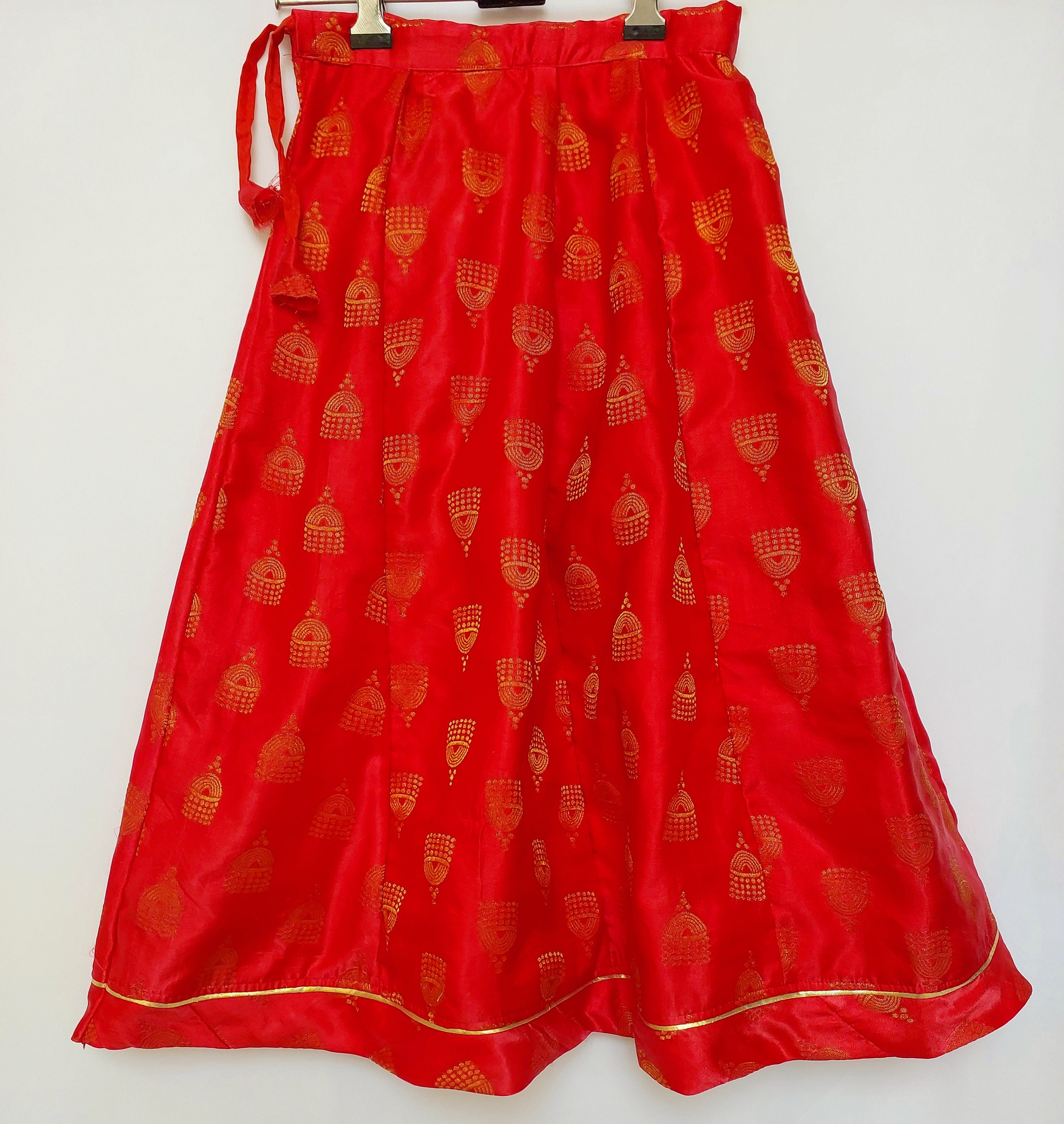 Traditional Indian Rajasthani Rajputi Poshak in Carrot Coloured Satin