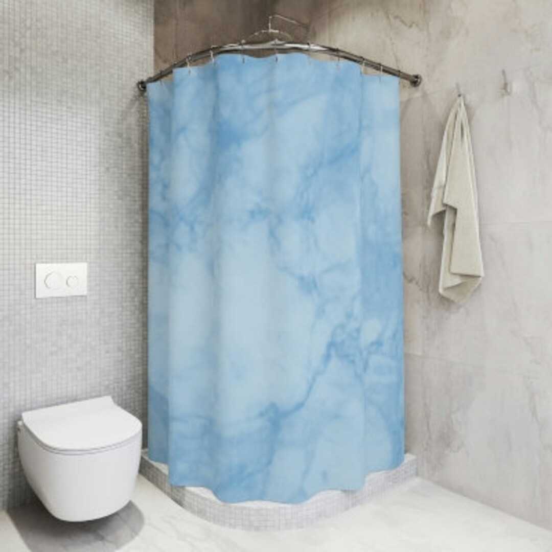 Blue Marble Shower Curtain Etsy