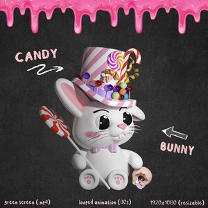 Looping animation of a cute bunny plush/mascot for Twitch