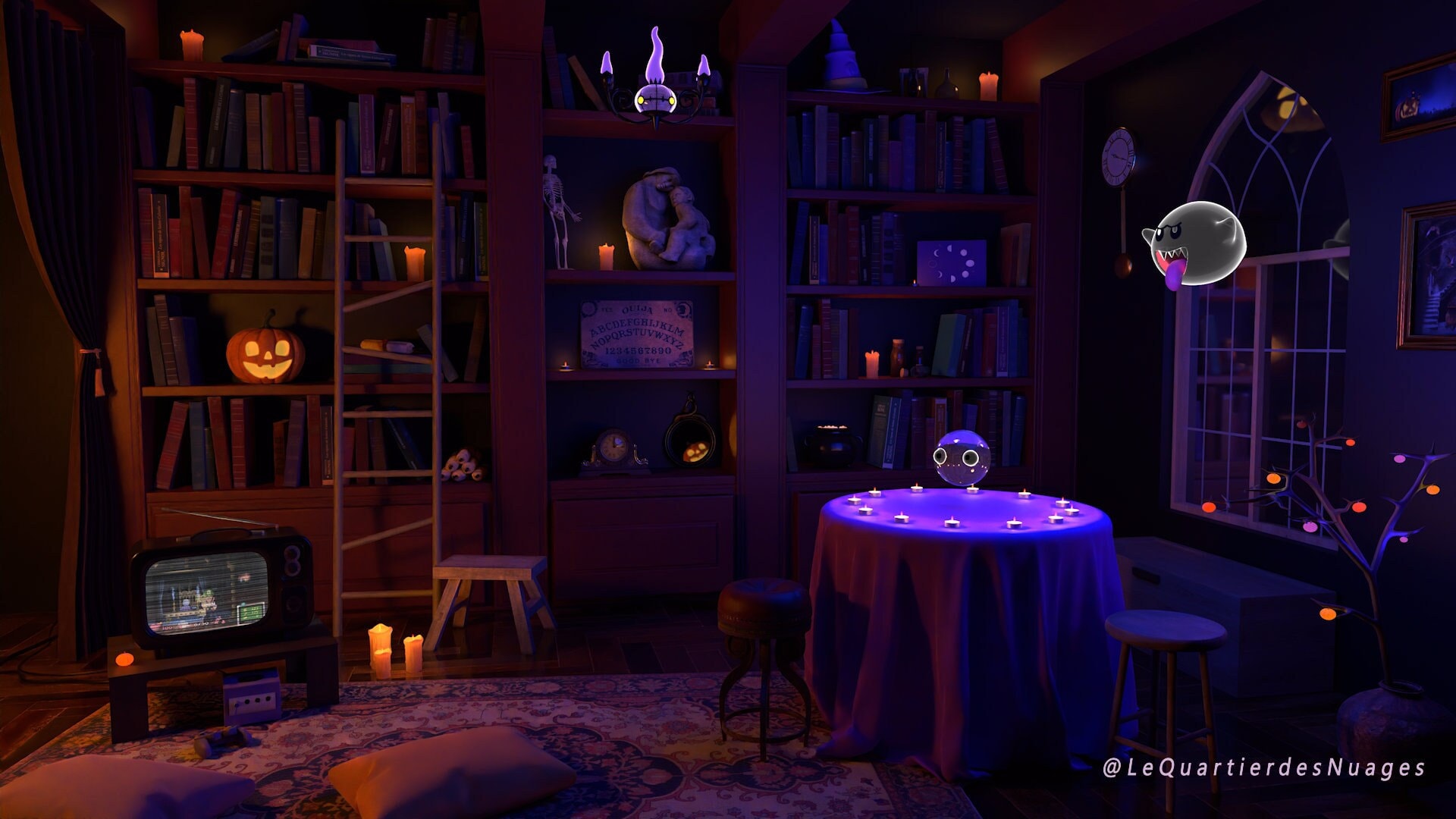 Twitch Overlay, Vtuber Halloween, Fond de stream animé en boucle, décor