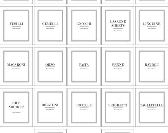 White Minimalist Pasta Labels Spaghetti Penne Fusilli Home Storage Jar Labels Waterproof Pasta Canisters Pantry Labels Pasta Stickers