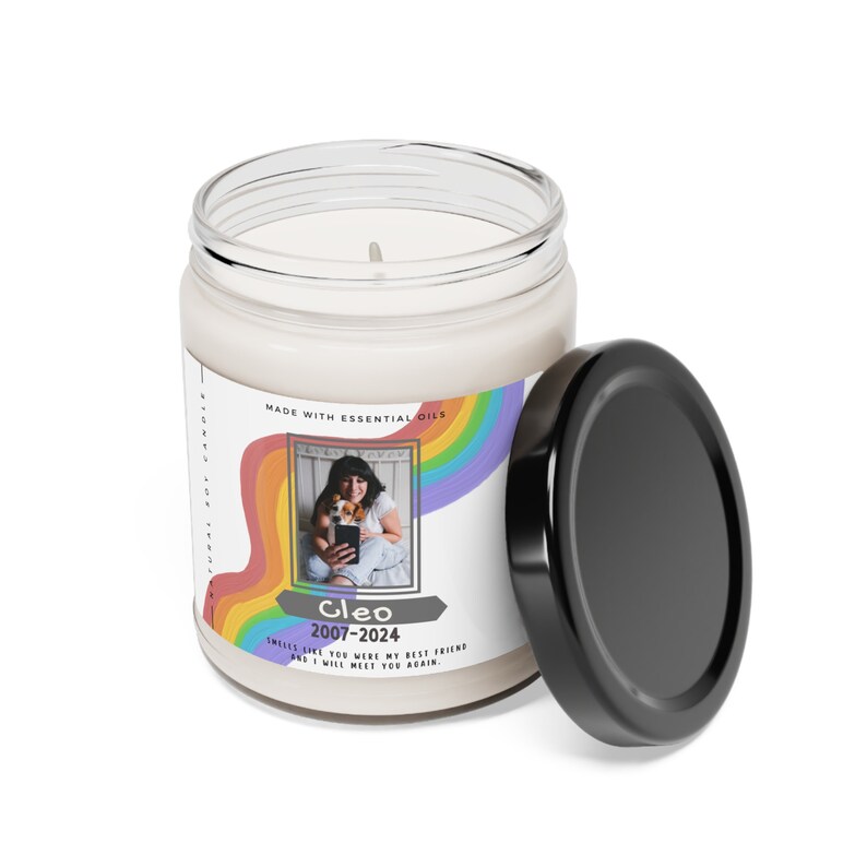 Custom Rainbow Bridge Gift Rest in Peace Candle Custom in Memory of Candle Pet Memorial Gift Dog