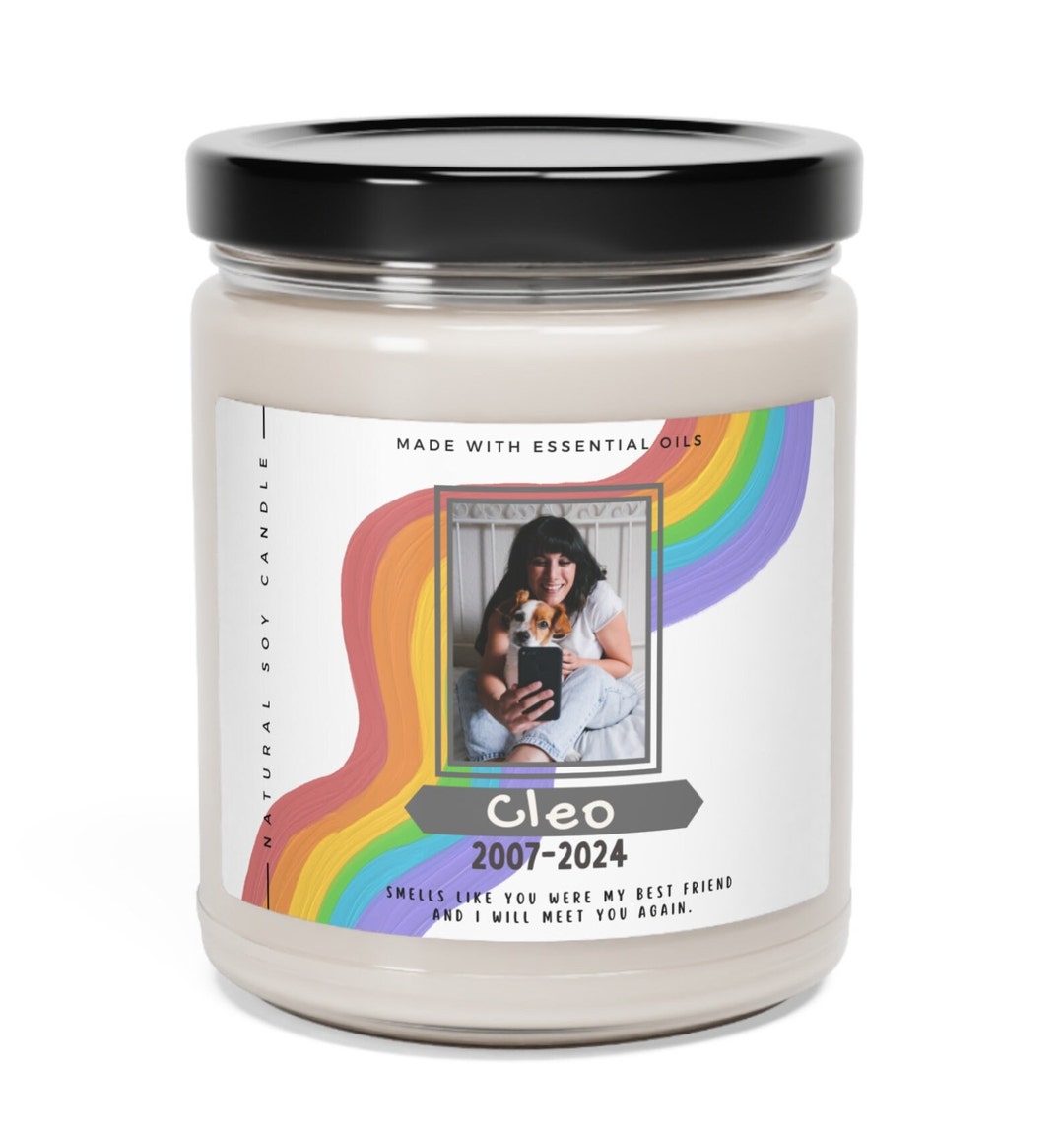 Custom Rainbow Bridge Gift Rest in Peace Candle Custom in Memory of Candle Pet Memorial Gift Dog