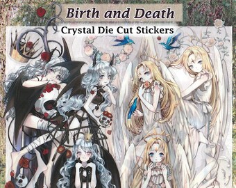 Angel vs Devil Stickers Crystal Clear Die-Cut DIY Decal Deco Scrapbook Journal Birth Death Heaven Hell Fantasy Cute Art
