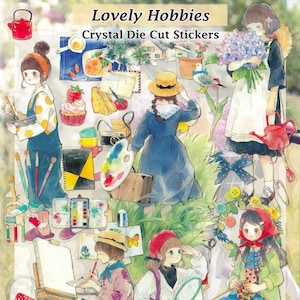 Adesivos de passatempos adoráveis, adesivos transparentes, faça você mesmo, decalque, decoração, scrapbook, diário, kawaii, estações, pintura, viagem, jardinagem, culinária, tricô, coleção