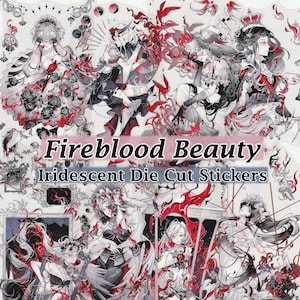 Adesivi Regina del Fuoco Cristalli trasparenti iridescenti fustellati Decalcomanie fai da te Deco Scrapbook Journal Blood Black Rose Witch Anime Cute Kawaii Girls