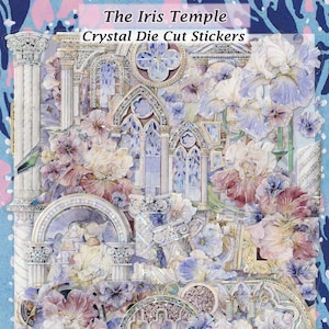 Iris Temple Palace Aufkleber Kristall klar Gestanztes Band irisierend DIY Abziehbild Deko Sammelalbum Journal Blumen Blumen Kunst Violett Romantisch