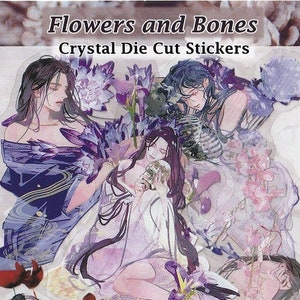 Danmei Bones Stickers Crystal Clear Die-Cut DIY Decal Deco Scrapbook Journal BL Boys Dark Bones Flowers Ancient Chinese Art