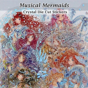 Stickers musicaux sirènes transparents découpés à la forme DIY sticker déco album de scrapbooking Journal scintillant coloré océan fantaisie Kawaii art mignon