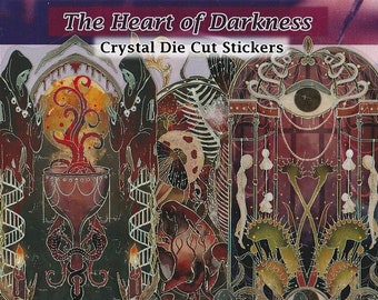 Dark Occult Stickers Clear Die-Cut Gold Detail DIY Decal Deco Scrapbook Journal Gothic Dark Witch Skull Evil Weirdcore