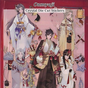 Pegatinas de Anime Onmyoji transparentes troqueladas para decorar álbumes de recortes, diarios, exorcistas, arte tradicional japonés antiguo