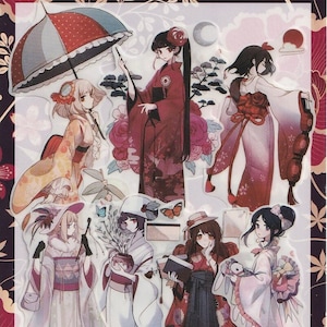 Kimono Ladies Stickers Crystal Clear Die-Cut DIY Decal Deco Scrapbook Journal Kawaii Girls Japanese Fashion