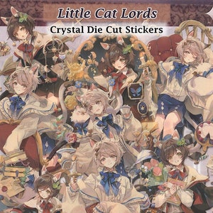 Cat Boys Stickers Crystal Clear Iridescent Die-Cut DIY Decal Deco Scrapbook Journal Flowers Victorian Kawaii Cute Anime Boys Kitty