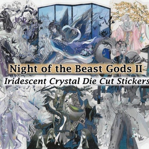 Adesivi Beast Gods 2 trasparenti, iridescenti, fustellati, fai da te, decalcomanie decorative, album, diario, gatto, drago, volpe, coniglio, dungeon, fantasy