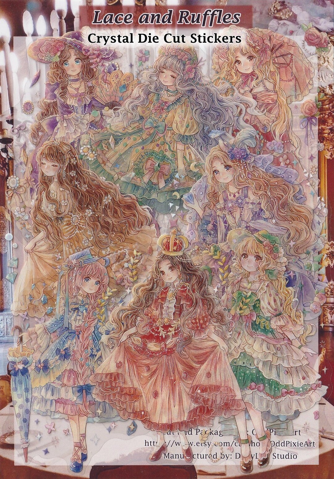 Victorian Lady Stickers Crystal Clear Die-cut Holographic DIY Decal ...