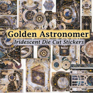Adesivos de tarô astronômicos com folha de ouro, transparentes e recortados, faça você mesmo, decalque para decoração, scrapbook, diário, sol, lua, estrelas, horóscopo, espaço, corpos celestes